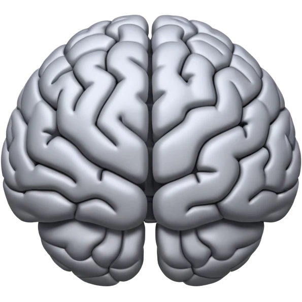 emoji icon of a brain with details of the brain structure and in detailed 3d rendring emoji