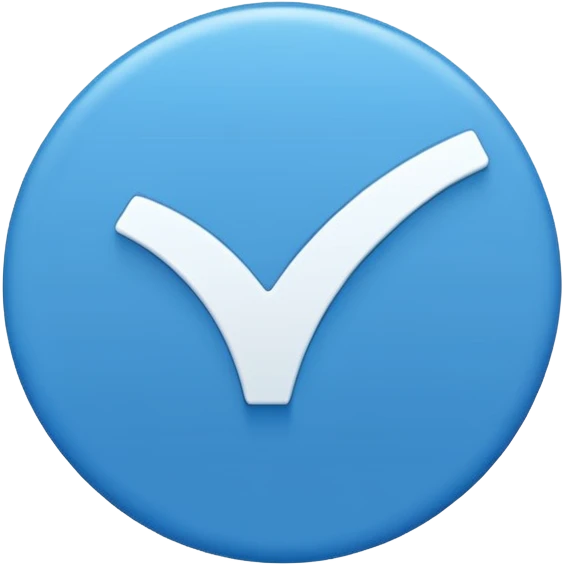 Mavi yuvarlağın içinde beyaz tik emoji