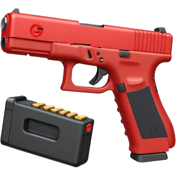 a red glock 20 with a drum mag inside of it with a red flag like people wear in real life with a incognito switch in the back plate emoji