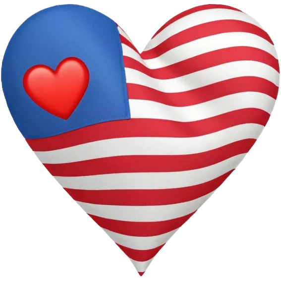 red, white, and blue striped flag, heart-shaped, emoji style emoji