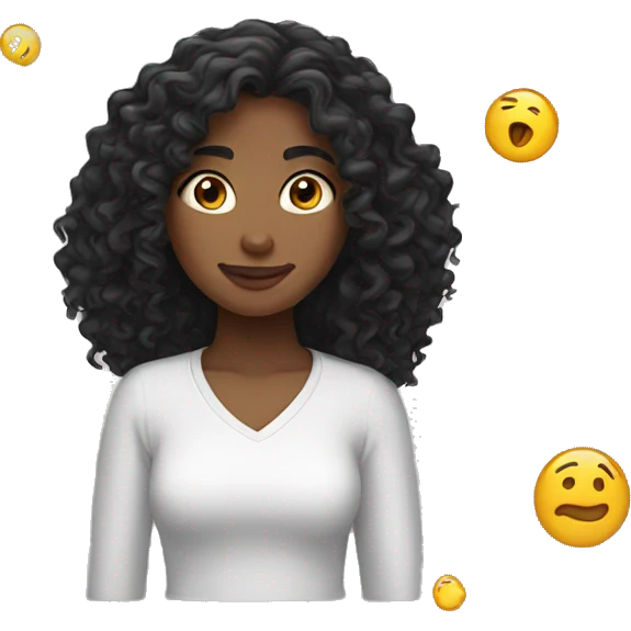 Dark Long Curly hair girl  emoji