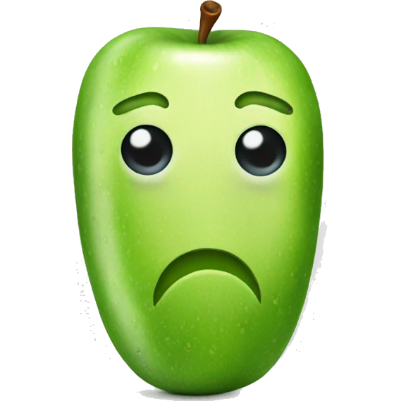 Apple type emoji wearing cucumbers on there eyes with a straight face emoji