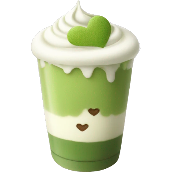 Matcha latte with heart foam  emoji