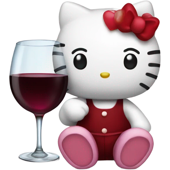 Hello Kitty drinking red wine emoji