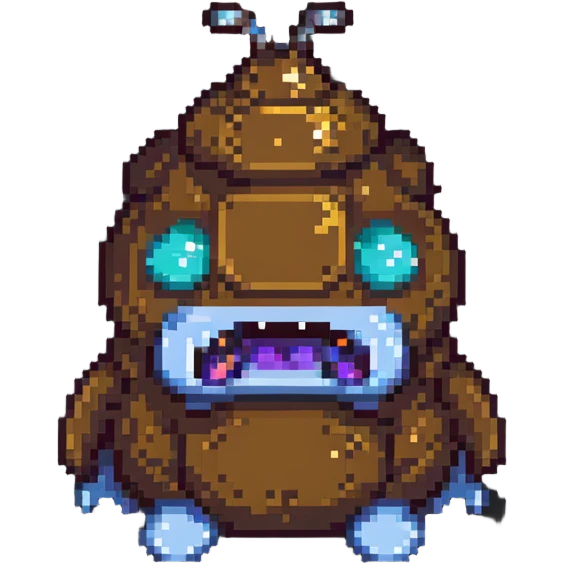 retro game look poop monster emoji