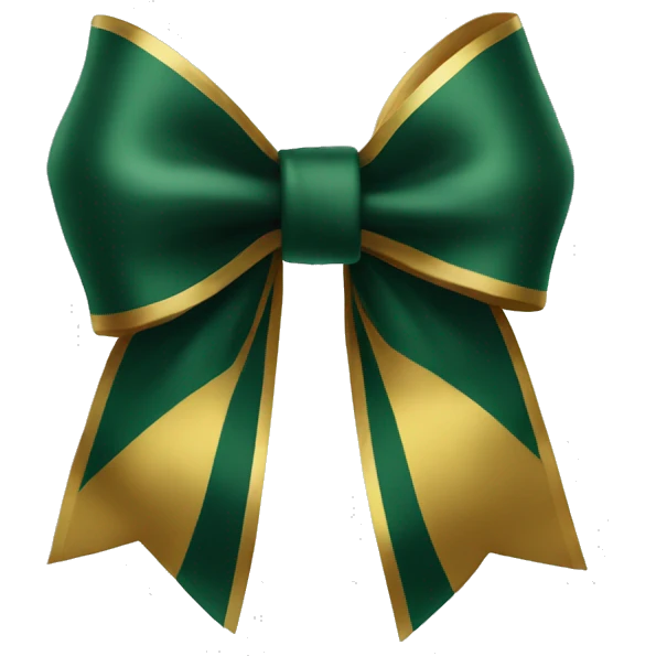 Forest green and gold bow emoji