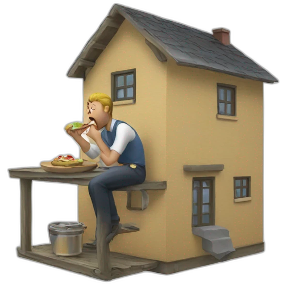 man eating a house emoji