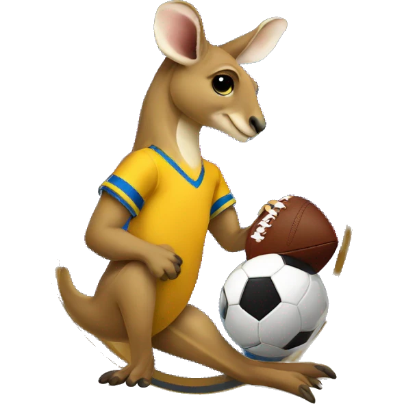kangaroo-playing-football - blue and gold shirt emoji