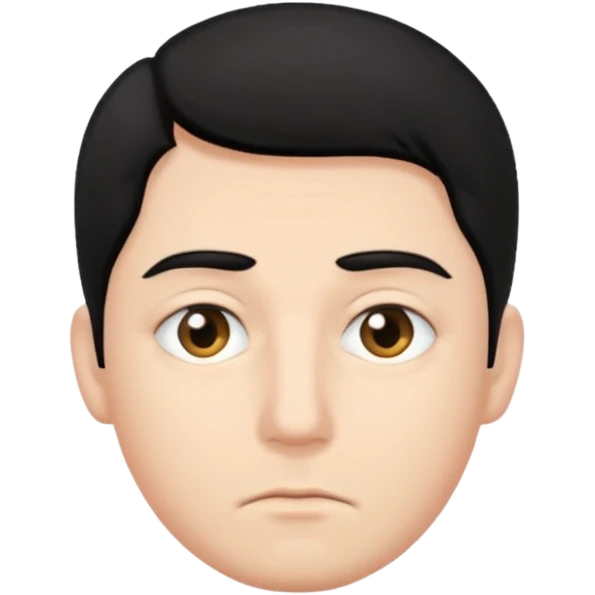 man with tired eyes black hair emoji