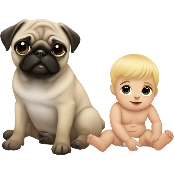 Pug with a newborn blonde baby boy emoji