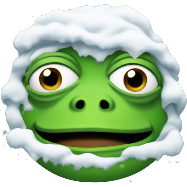 pepe the frog covered in snow emoji