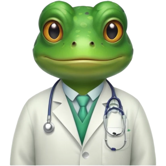 A frog in a doctor’s coat, portrait emoji
