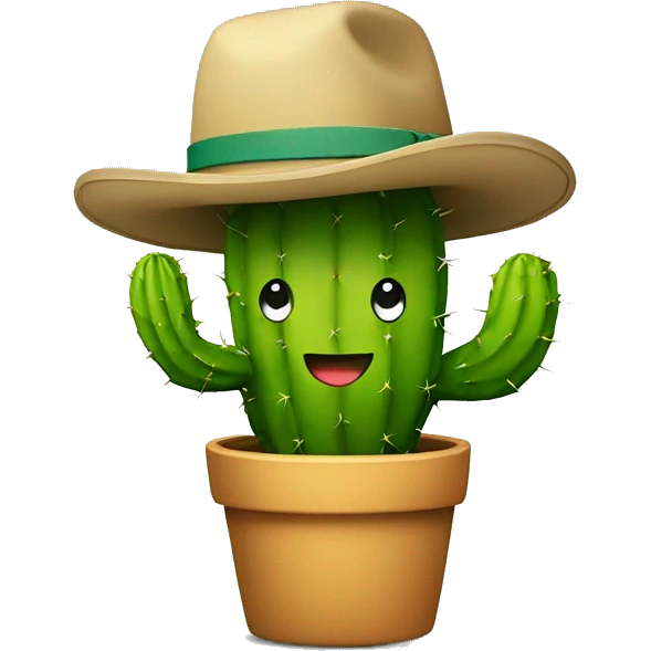 A cactus with a smiling face and a student hat  emoji