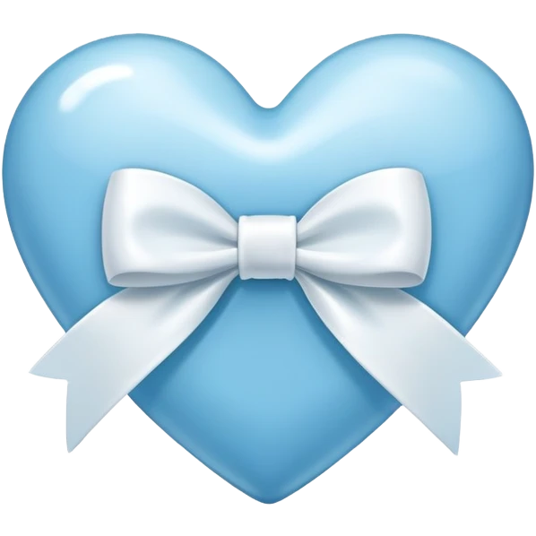 Light blue heart with a white bow around it emoji