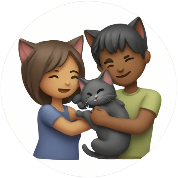 Couple hugging their cat emoji