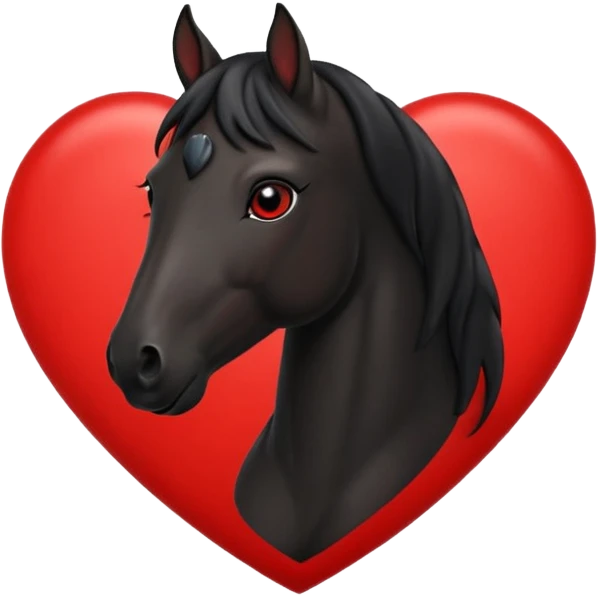 Black Horse centered within a red heart emoji emoji