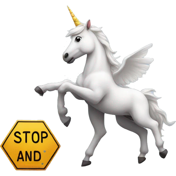 unicorn carrying a stop sign emoji