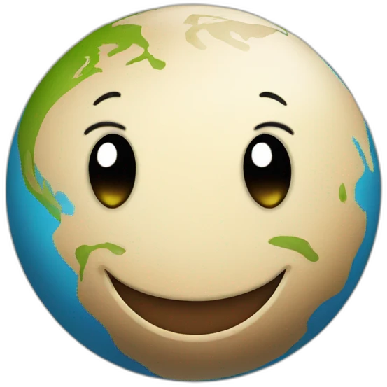 planet earth with cartoon face with smiling eyes emoji