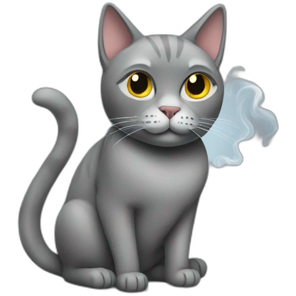 Grey cat with cigarette emoji