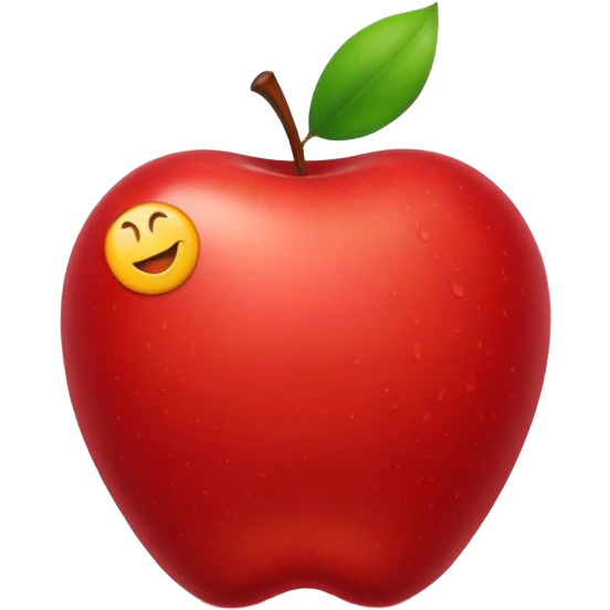 magnifying lens emoji style apple with checkmark in bottom right, symbolizing search and save emoji