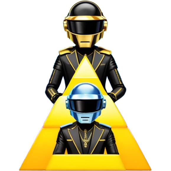 Scène Alive des daft punk en forme de pyramide illuminée et colorée. emoji