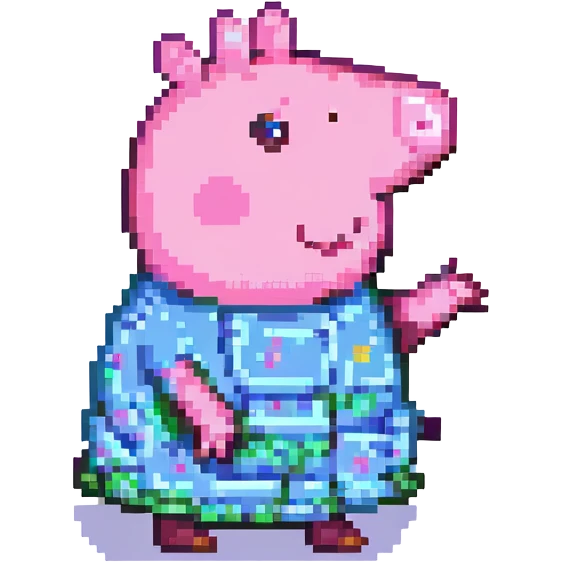 Peppa Pig, pixel art style, waving, side view, retro video game vibe emoji