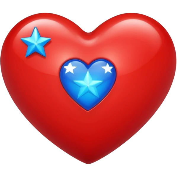 A shiny red heart with a blue star inside emoji
