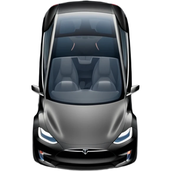 A Tesla Model Y parallel parking at a curb, from above emoji