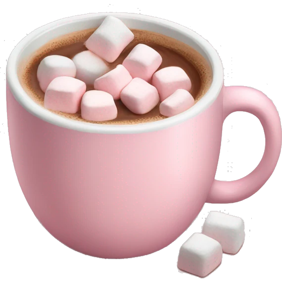 Light Pink mug of hot chocolate with marshmallows  emoji
