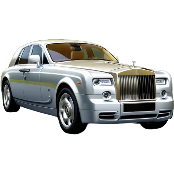 Rolls-Royce Phantom (2022) – cinematic-realistic Rolls-Royce Phantom, its polished silver frame glistening under the sun as it glides down a winding, tree-lined road. The iconic Spirit of Ecstasy hood ornament stands proudly, the V12 engine hums silently as the car cuts through the serene countryside, embodying elegance and power. emoji
