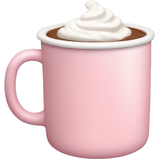 Pastel pink hot cocoa mug emoji