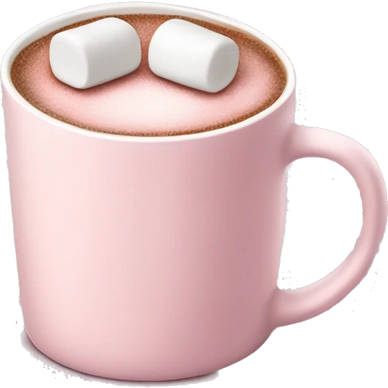Light Pink mug of hot chocolate with marshmallows  emoji