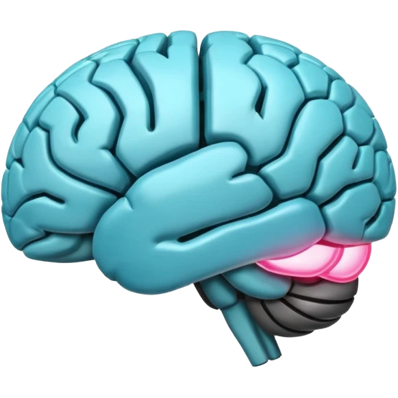 cerebro 3D con zona parietal derecha iluminada emoji