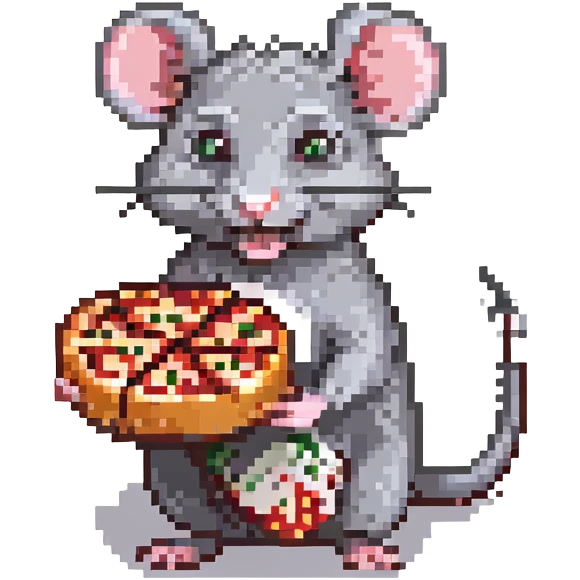 grey cartoon rat eating pepperoni pizza emoji