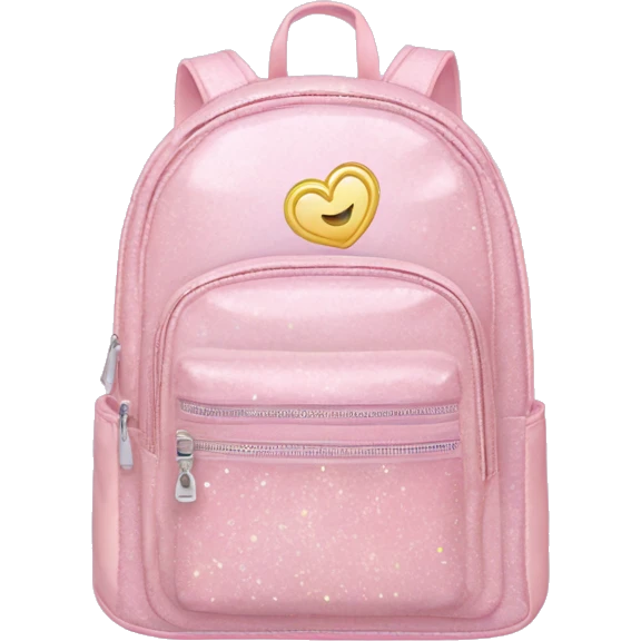 Pastel Pink Backpack "A pastel pink backpack with glittery zippers, glowing heart-shaped patches, and a faint magical shimmer outlining its surface." emoji