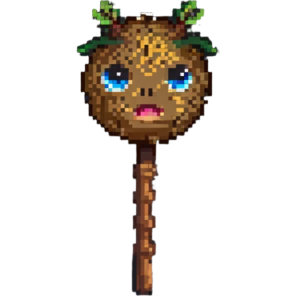 cute log with eyes holding a stick like a staff emoji