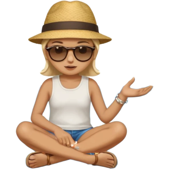 Someone sitting on the ground in the Beach close to the water and throws stone at the water and it's a sunrise  emoji