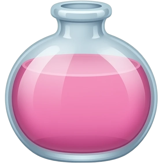 A glowing aphrodisiac glass bottle bottle releasing soft pink, heart-shaped mist, no lid emoji