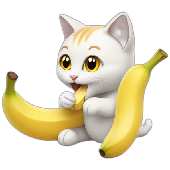 Cat eating banana emoji