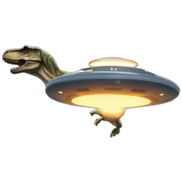 T-Rex flying a ufo emoji