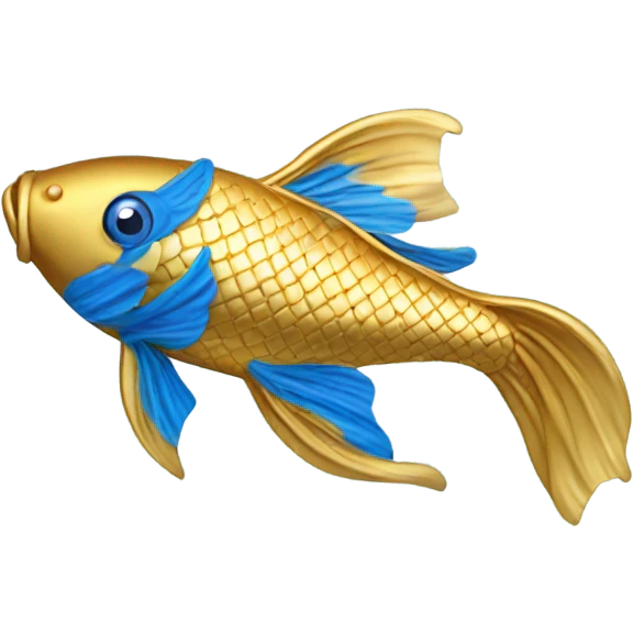 Gold and blue koi fish in a stream emoji
