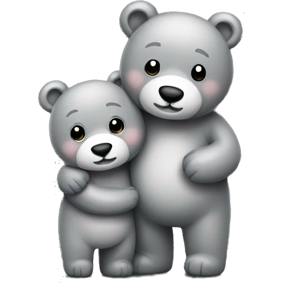 realistic-grey-bears-happy-couple-hugging-with-love emoji