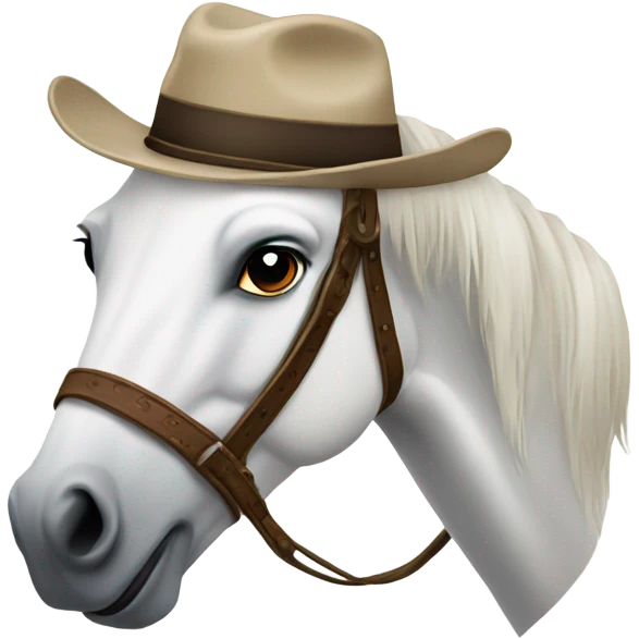 white horse with a western hat emoji