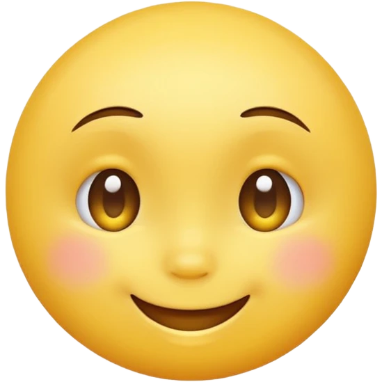 Emoji, yellow round smiling face, virbant bright shy expression emoji