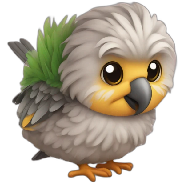 chibi bird with big heart emoji