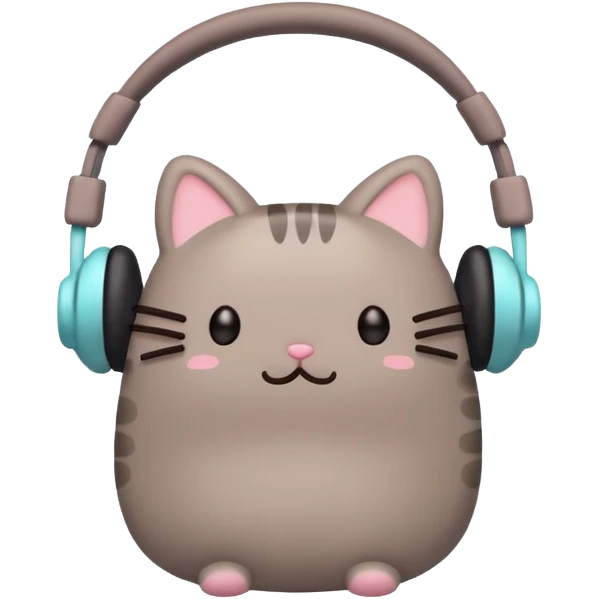 Pusheen with earphones  emoji