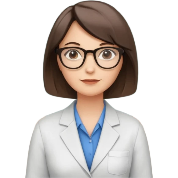 40 year old female with a bob, work as a professor, in the middle of a workshop, in front of a white board with figures and diagrams emoji