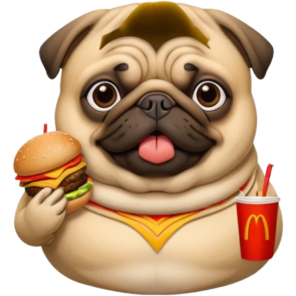 Fat pug eating MacDonalds emoji