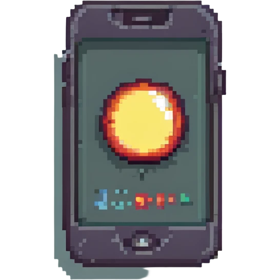 iPhone pixel art style with a notification badge emoji