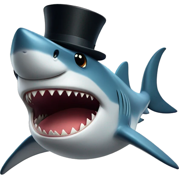 Shark with a top hat emoji